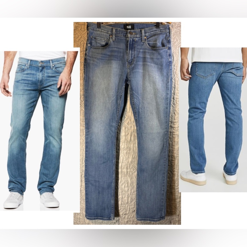 PAIGE Men's Straight Jeans in Light Blue